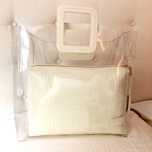 Staud large Shirley transparent bag -white croc